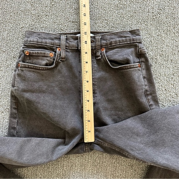 Re/Done Originals 70s Ultra‎ High Rise Stove Pipe Leg Washed Chocolate 24 - Picture 8 of 10